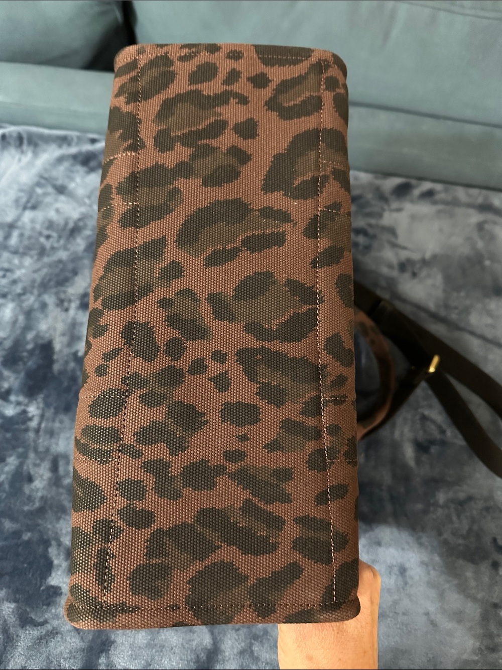 Coach Leopard-Print Canvas Satchel in Brown and Black - Picture 4 of 12